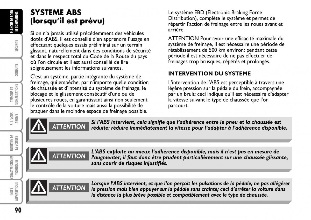 Fiat Multipla I 1 manuel du proprietaire / page 91