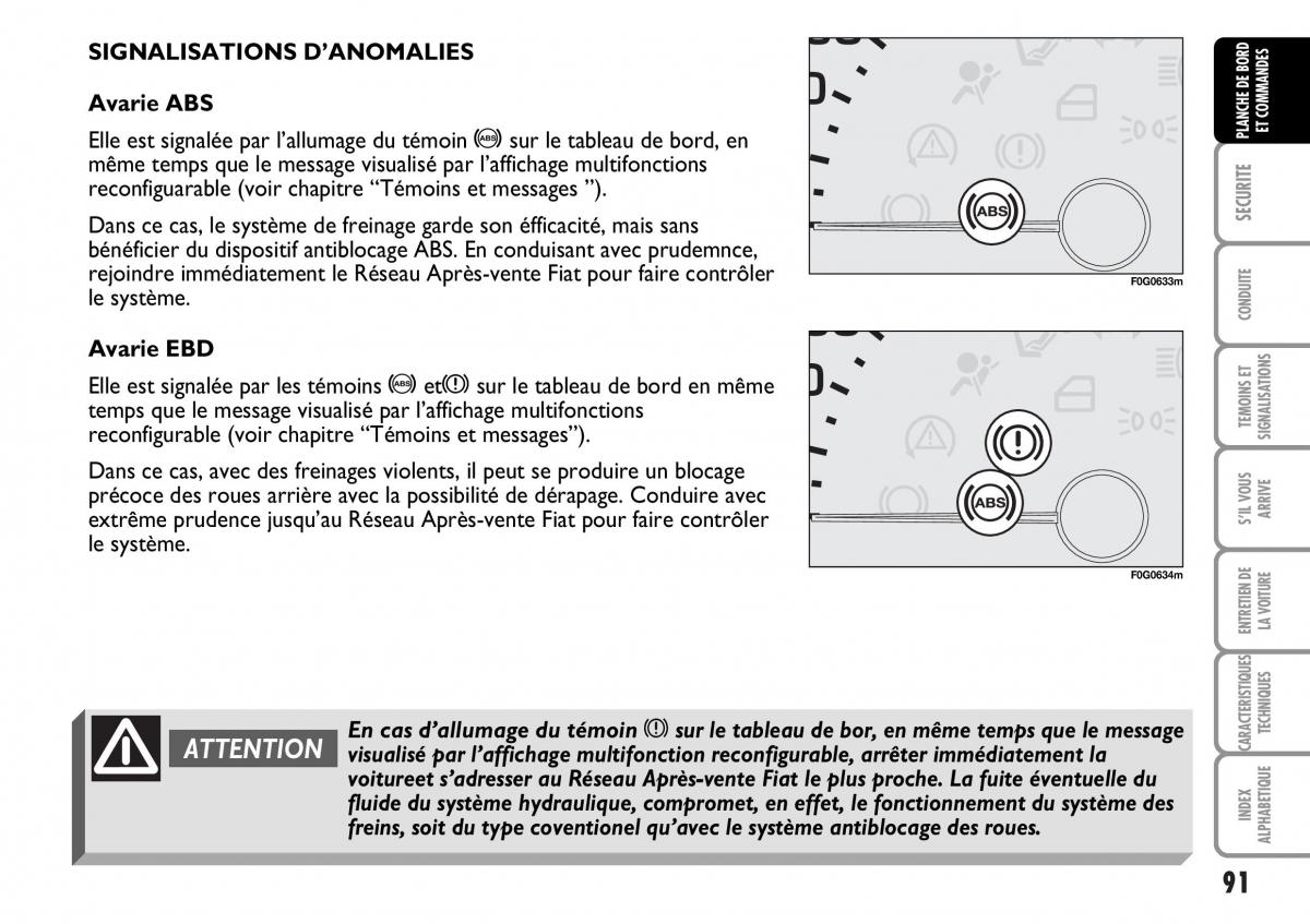 Fiat Multipla I 1 manuel du proprietaire / page 92