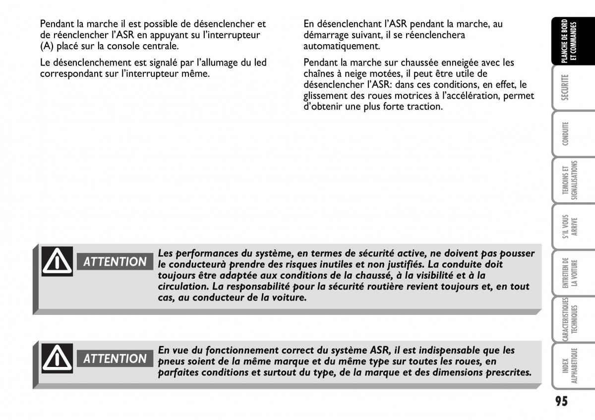 Fiat Multipla I 1 manuel du proprietaire / page 96