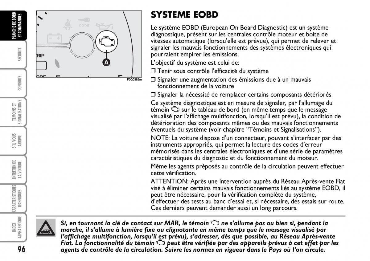 Fiat Multipla I 1 manuel du proprietaire / page 97