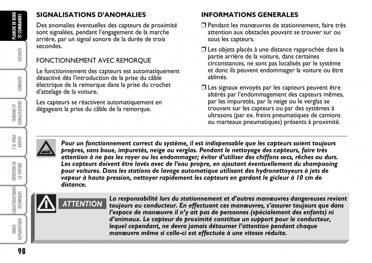 Fiat Multipla I 1 manuel du proprietaire / page 99