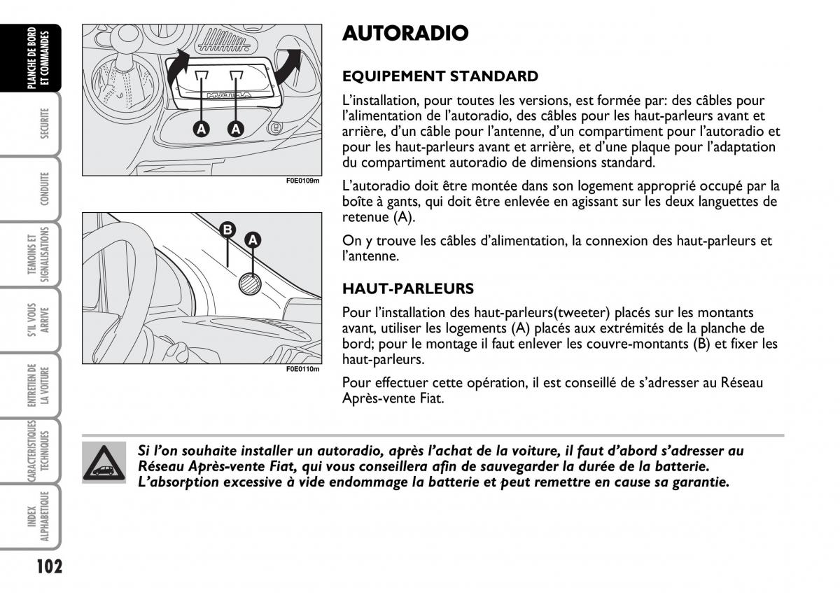 Fiat Multipla I 1 manuel du proprietaire / page 103