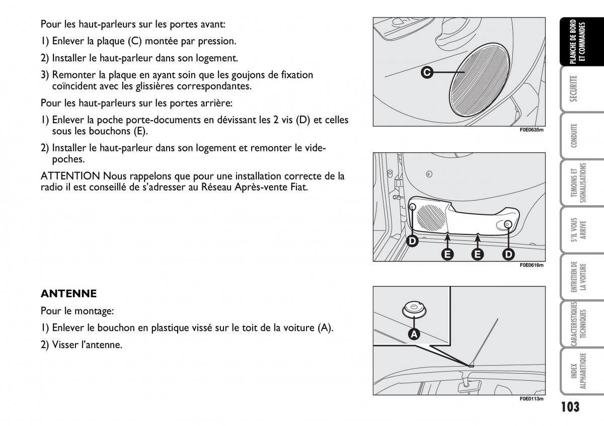 Fiat Multipla I 1 manuel du proprietaire / page 104