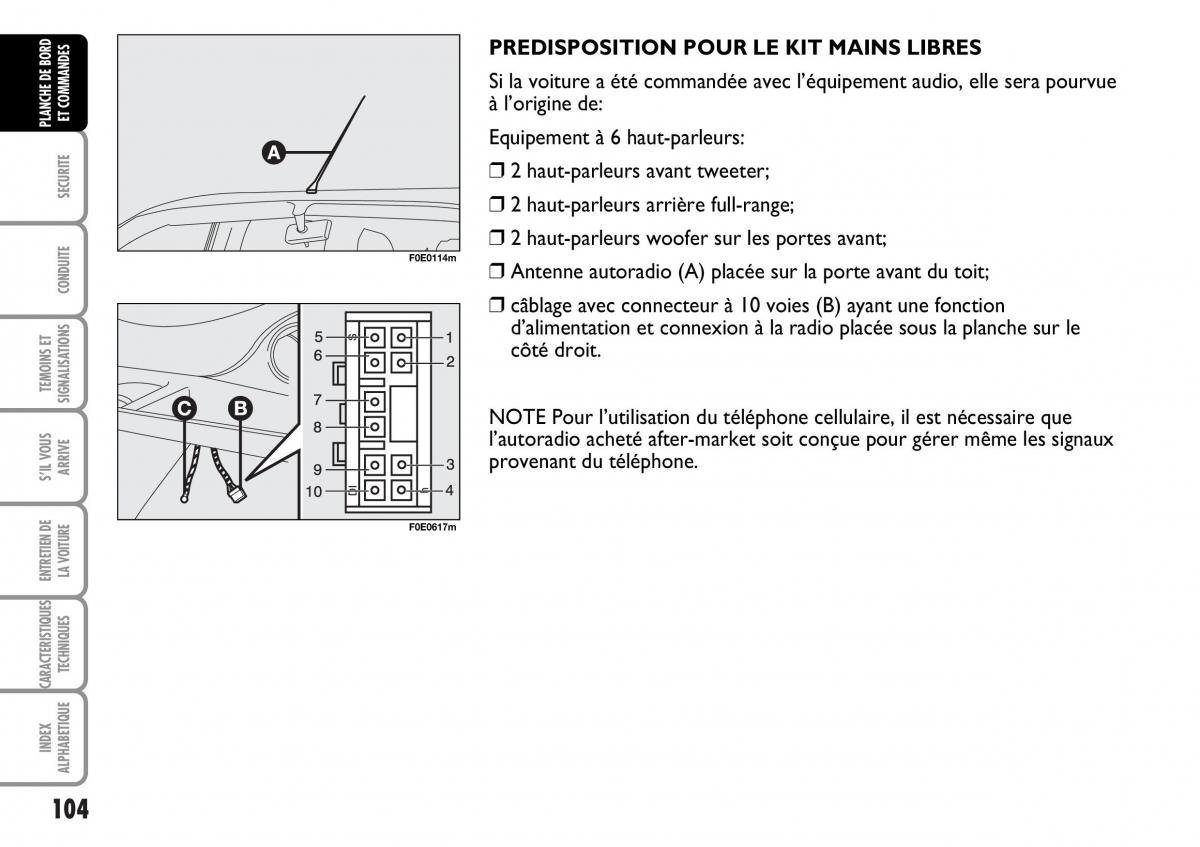 Fiat Multipla I 1 manuel du proprietaire / page 105