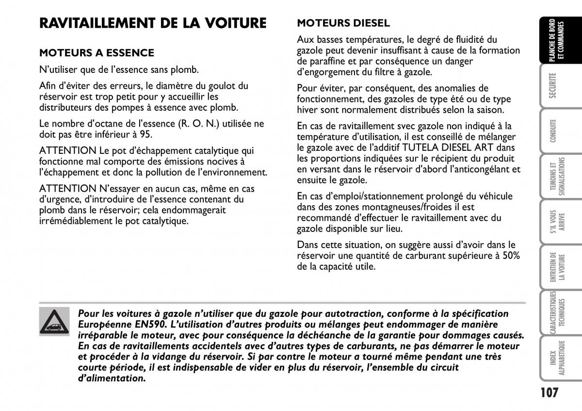 Fiat Multipla I 1 manuel du proprietaire / page 108