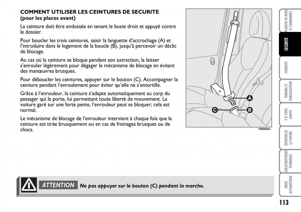 Fiat Multipla I 1 manuel du proprietaire / page 114