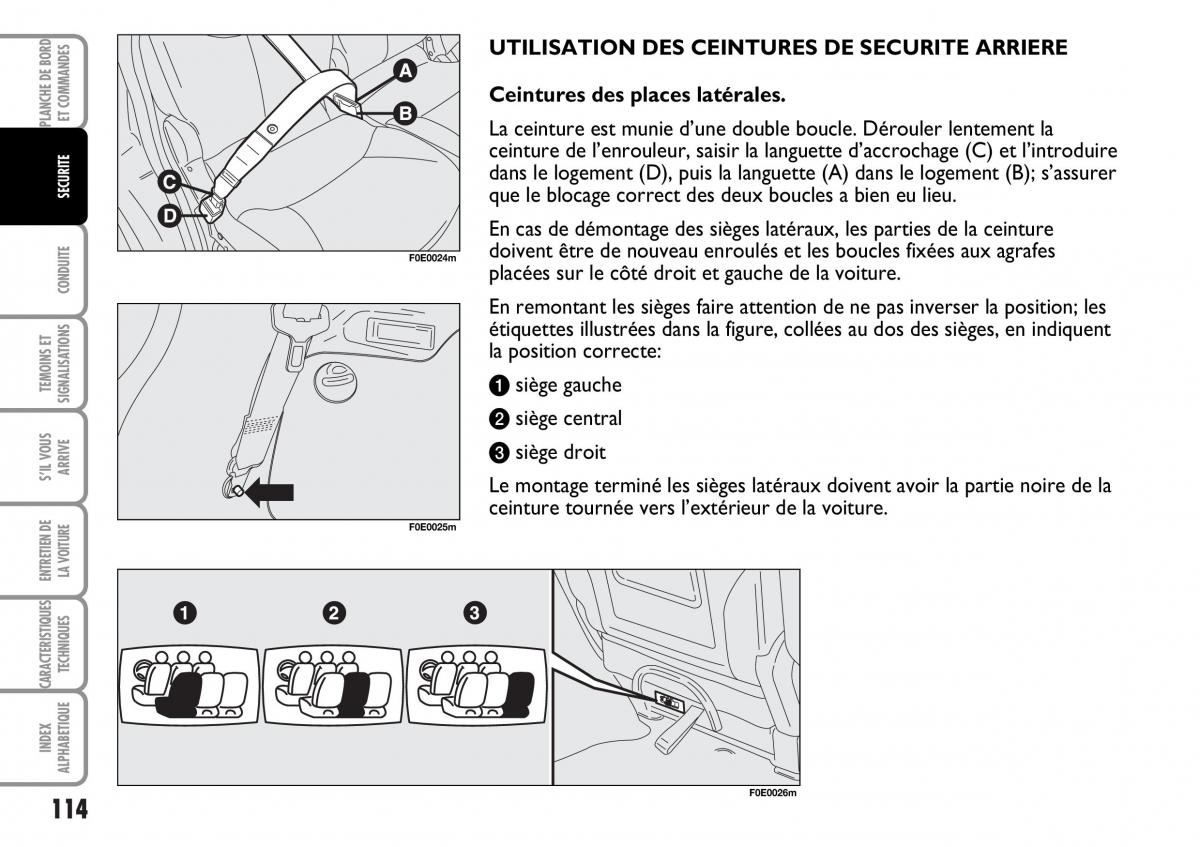 Fiat Multipla I 1 manuel du proprietaire / page 115