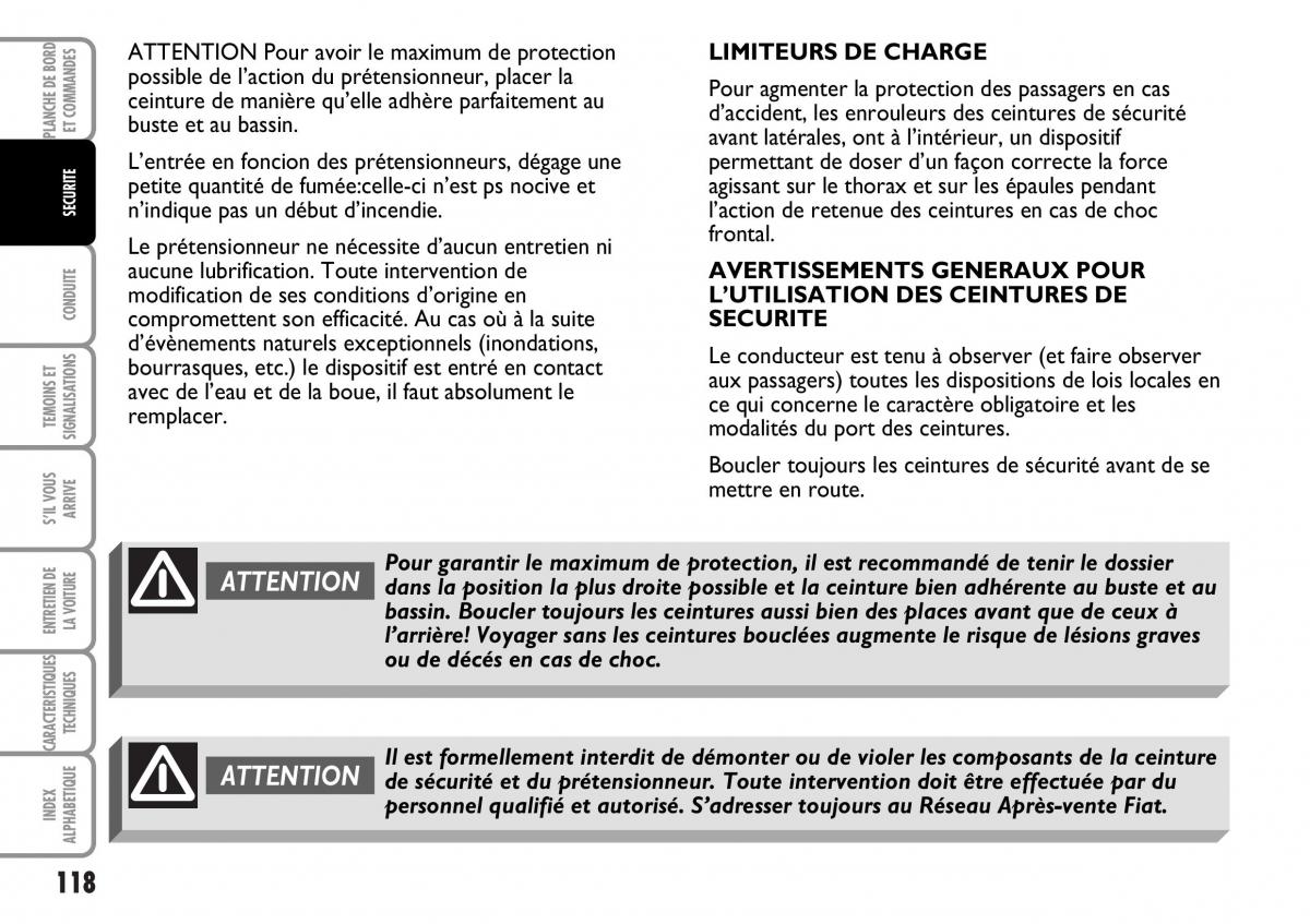 Fiat Multipla I 1 manuel du proprietaire / page 119