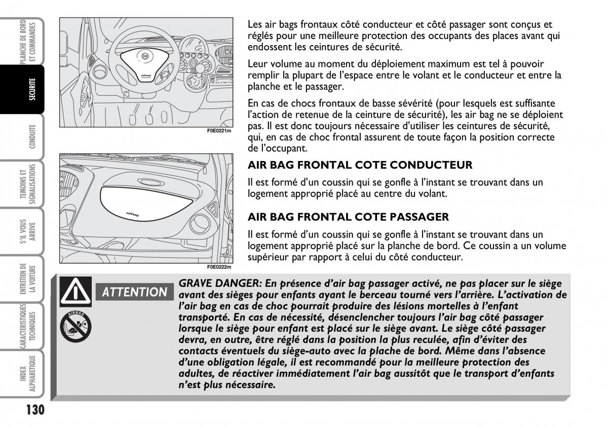 Fiat Multipla I 1 manuel du proprietaire / page 131