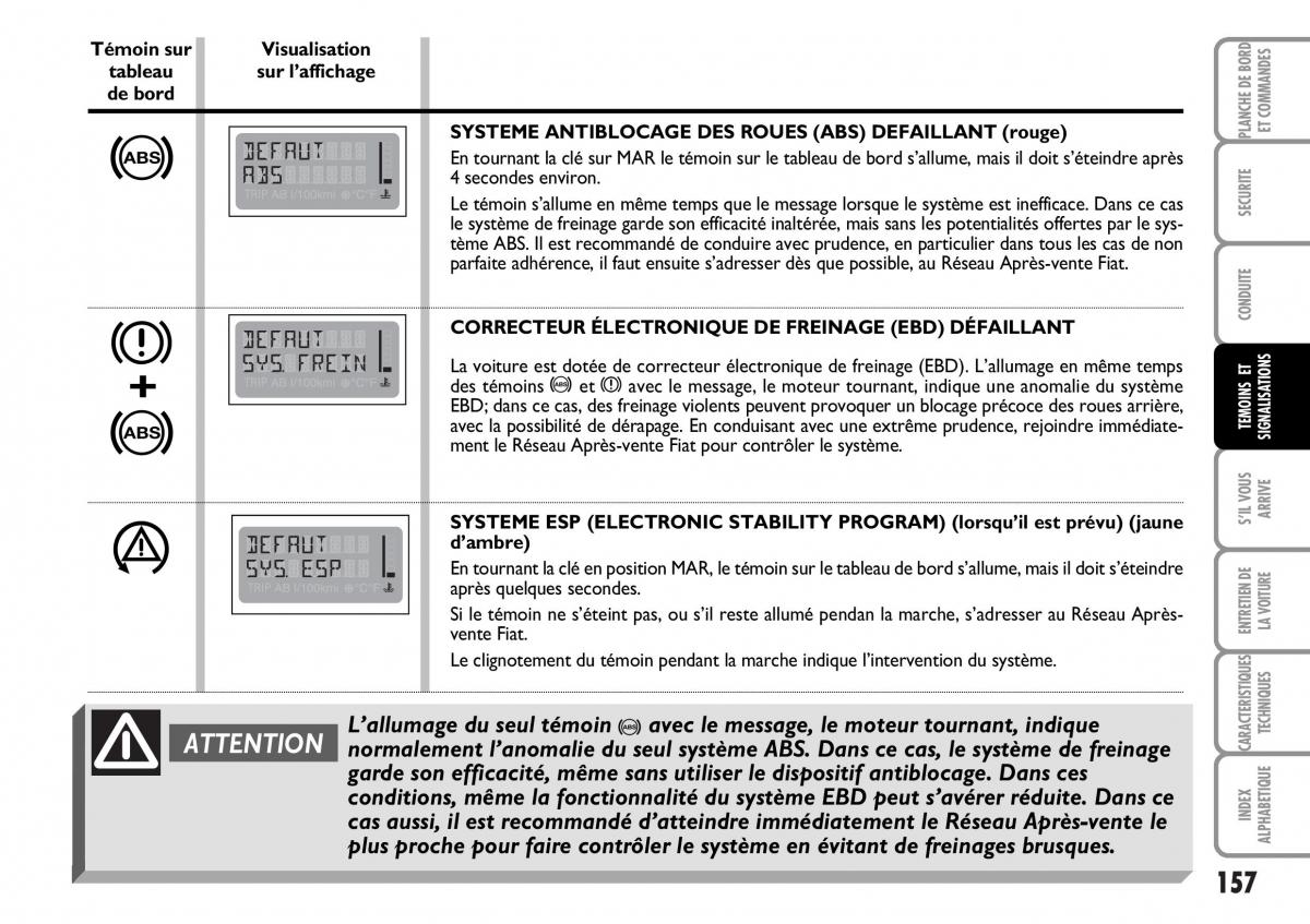 Fiat Multipla I 1 manuel du proprietaire / page 158