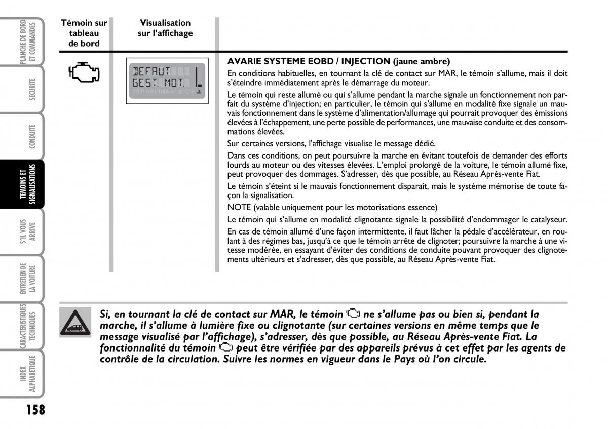 Fiat Multipla I 1 manuel du proprietaire / page 159