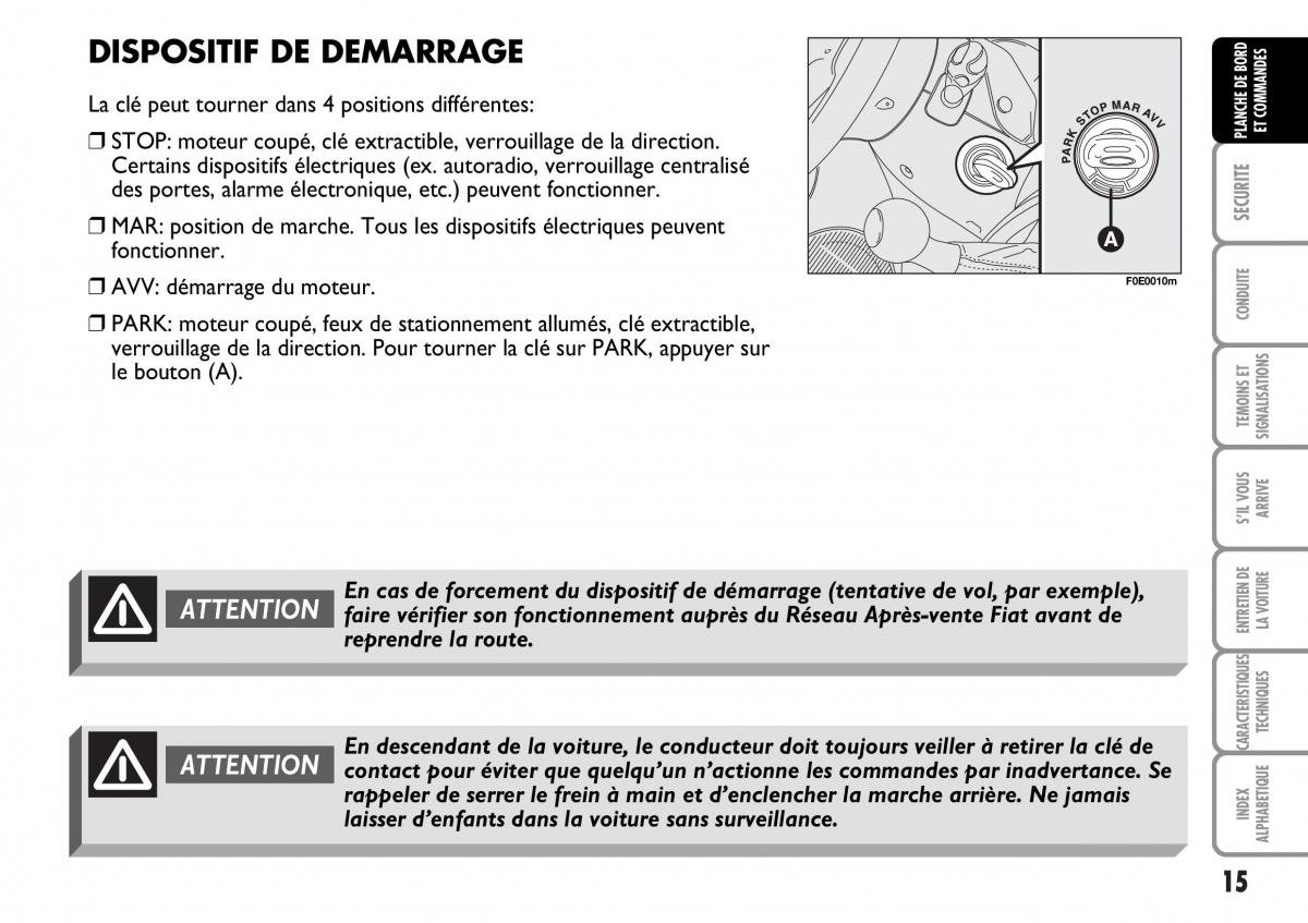 Fiat Multipla I 1 manuel du proprietaire / page 16