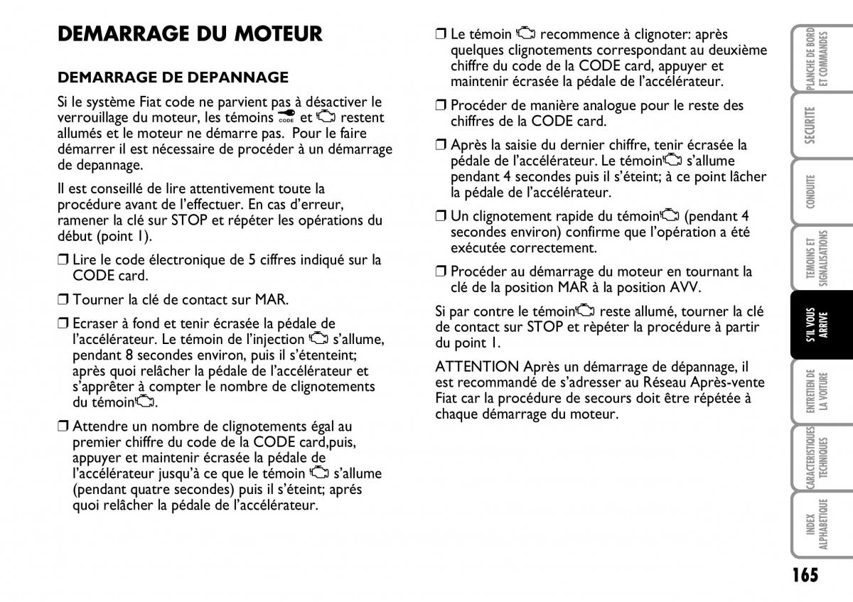 Fiat Multipla I 1 manuel du proprietaire / page 166