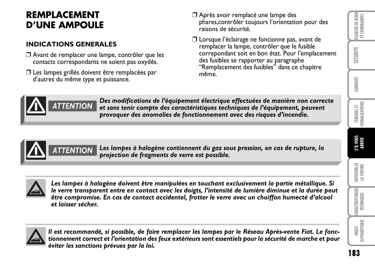 Fiat Multipla I 1 manuel du proprietaire / page 184