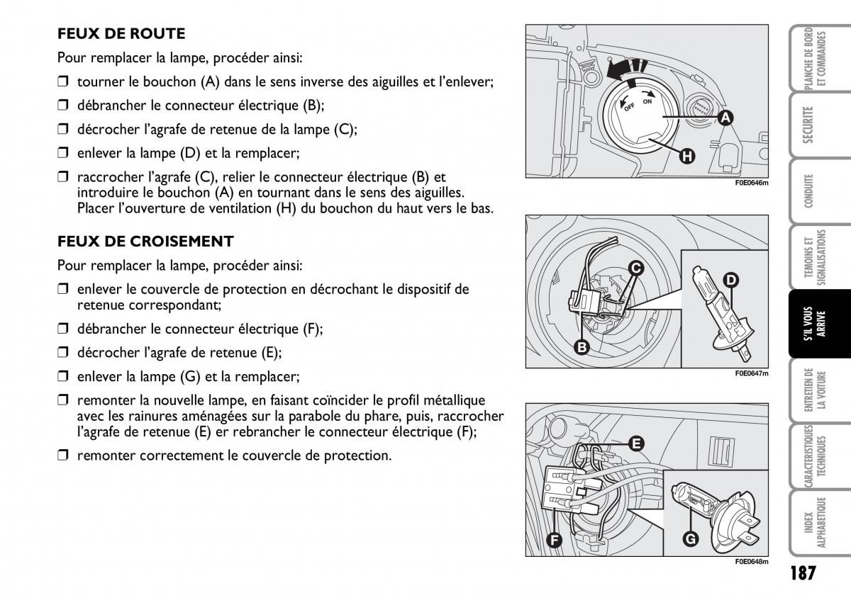 Fiat Multipla I 1 manuel du proprietaire / page 188