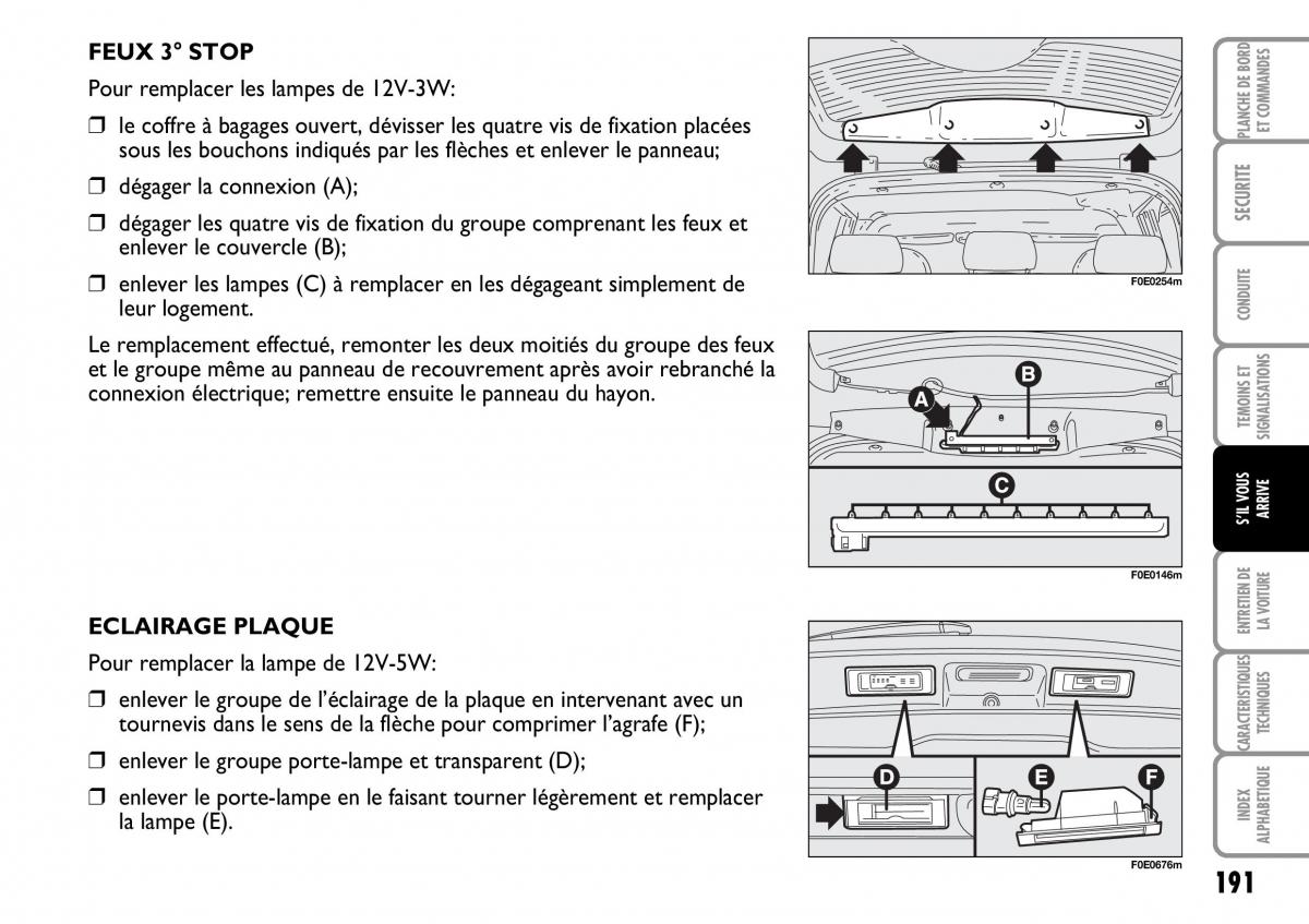 Fiat Multipla I 1 manuel du proprietaire / page 192