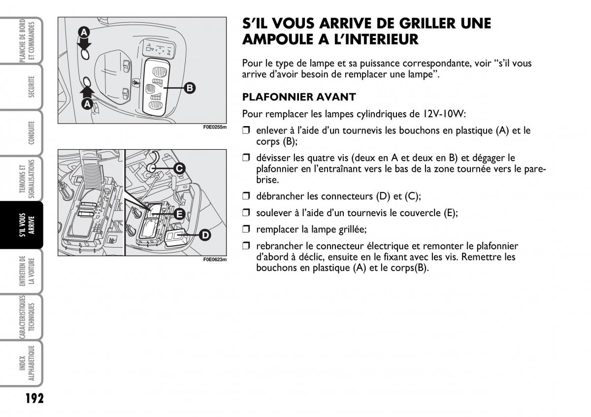 Fiat Multipla I 1 manuel du proprietaire / page 193