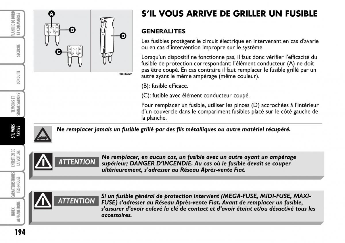 Fiat Multipla I 1 manuel du proprietaire / page 195