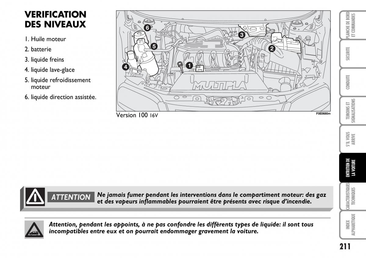 Fiat Multipla I 1 manuel du proprietaire / page 212