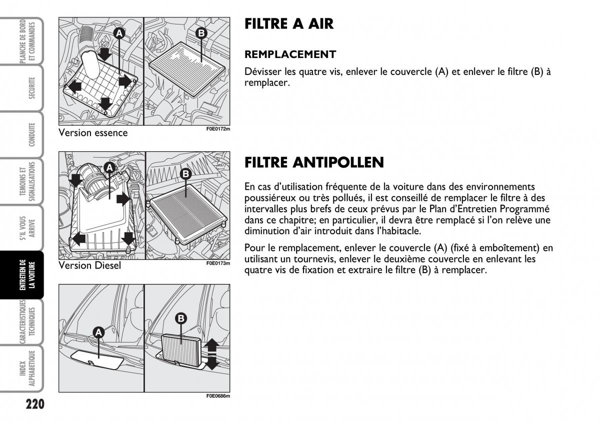 Fiat Multipla I 1 manuel du proprietaire / page 221