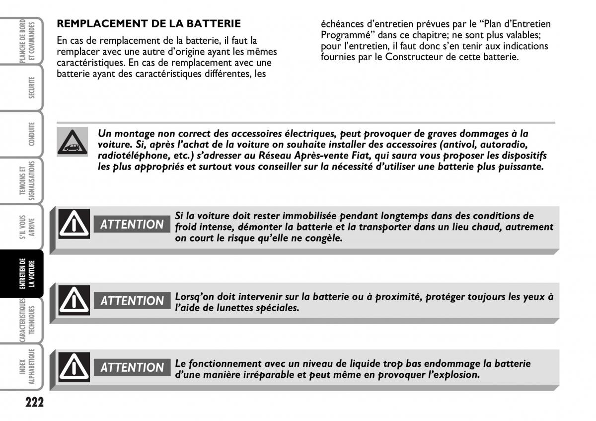 Fiat Multipla I 1 manuel du proprietaire / page 223