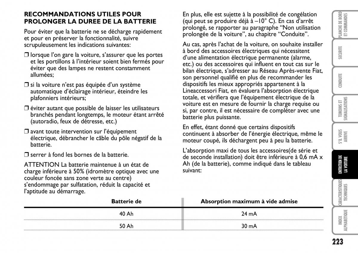 Fiat Multipla I 1 manuel du proprietaire / page 224