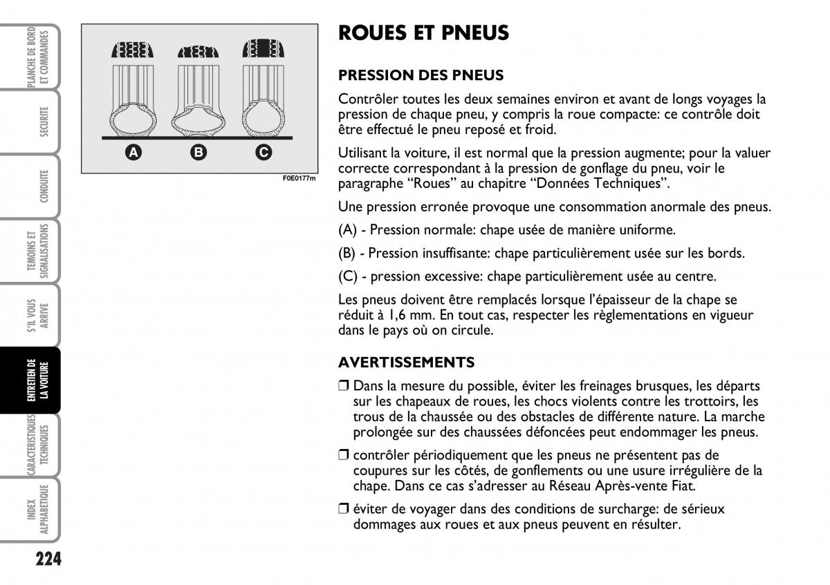 Fiat Multipla I 1 manuel du proprietaire / page 225