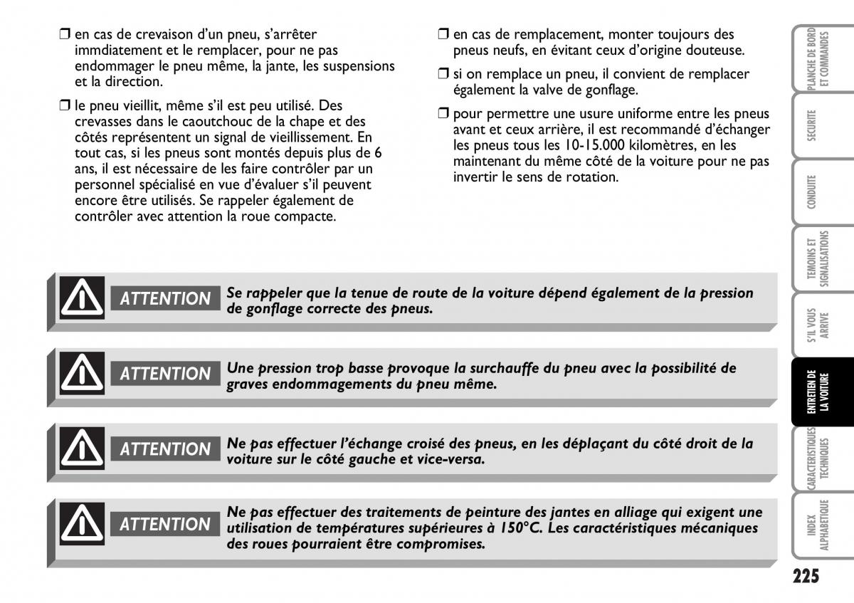 Fiat Multipla I 1 manuel du proprietaire / page 226