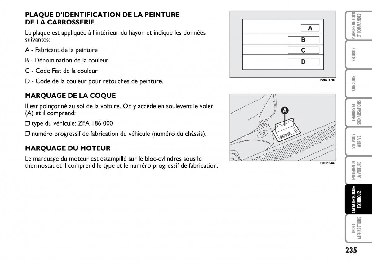 Fiat Multipla I 1 manuel du proprietaire / page 236