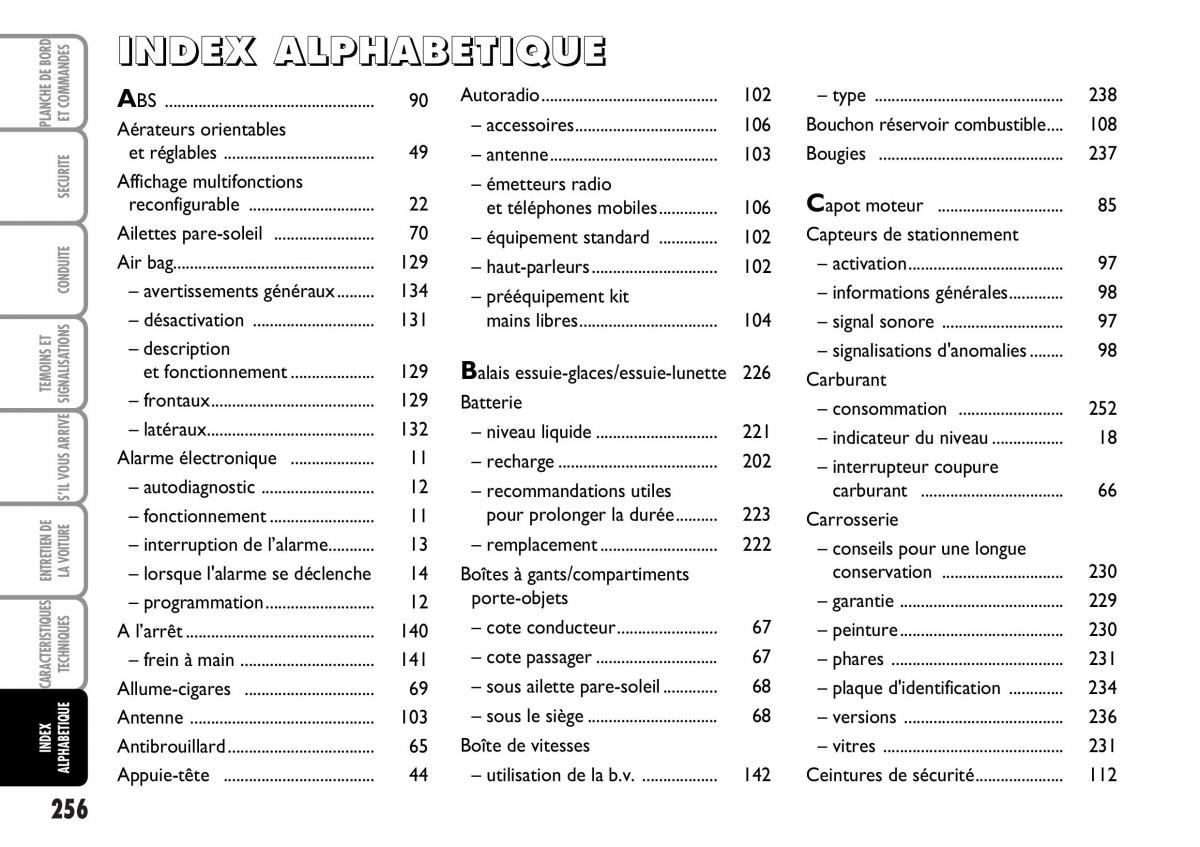 Fiat Multipla I 1 manuel du proprietaire / page 257