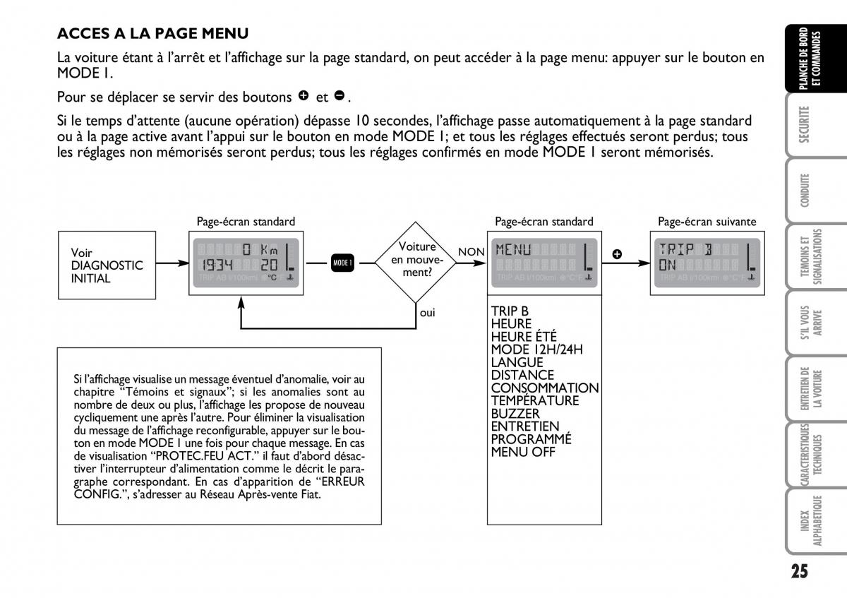 Fiat Multipla I 1 manuel du proprietaire / page 26