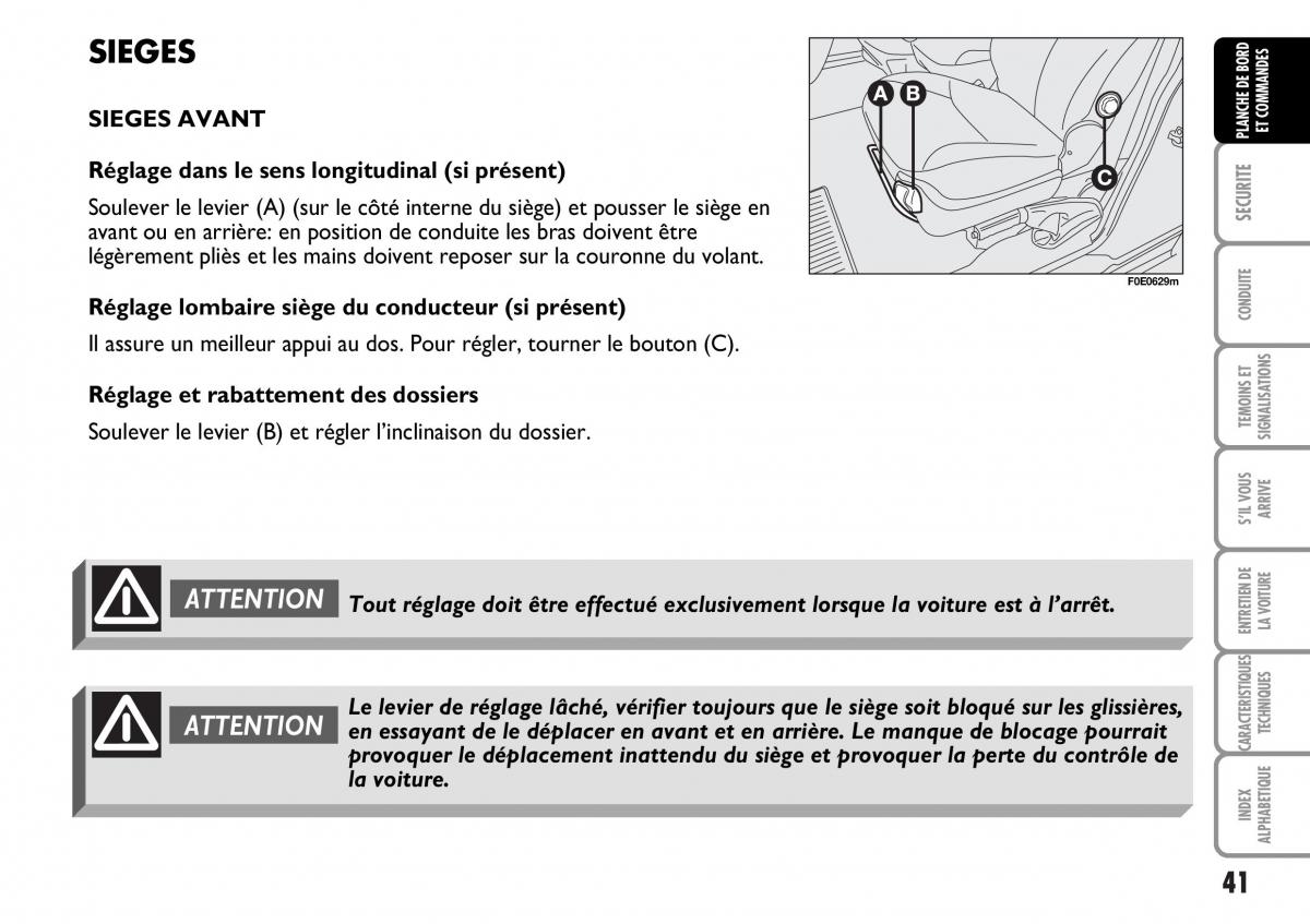 Fiat Multipla I 1 manuel du proprietaire / page 42