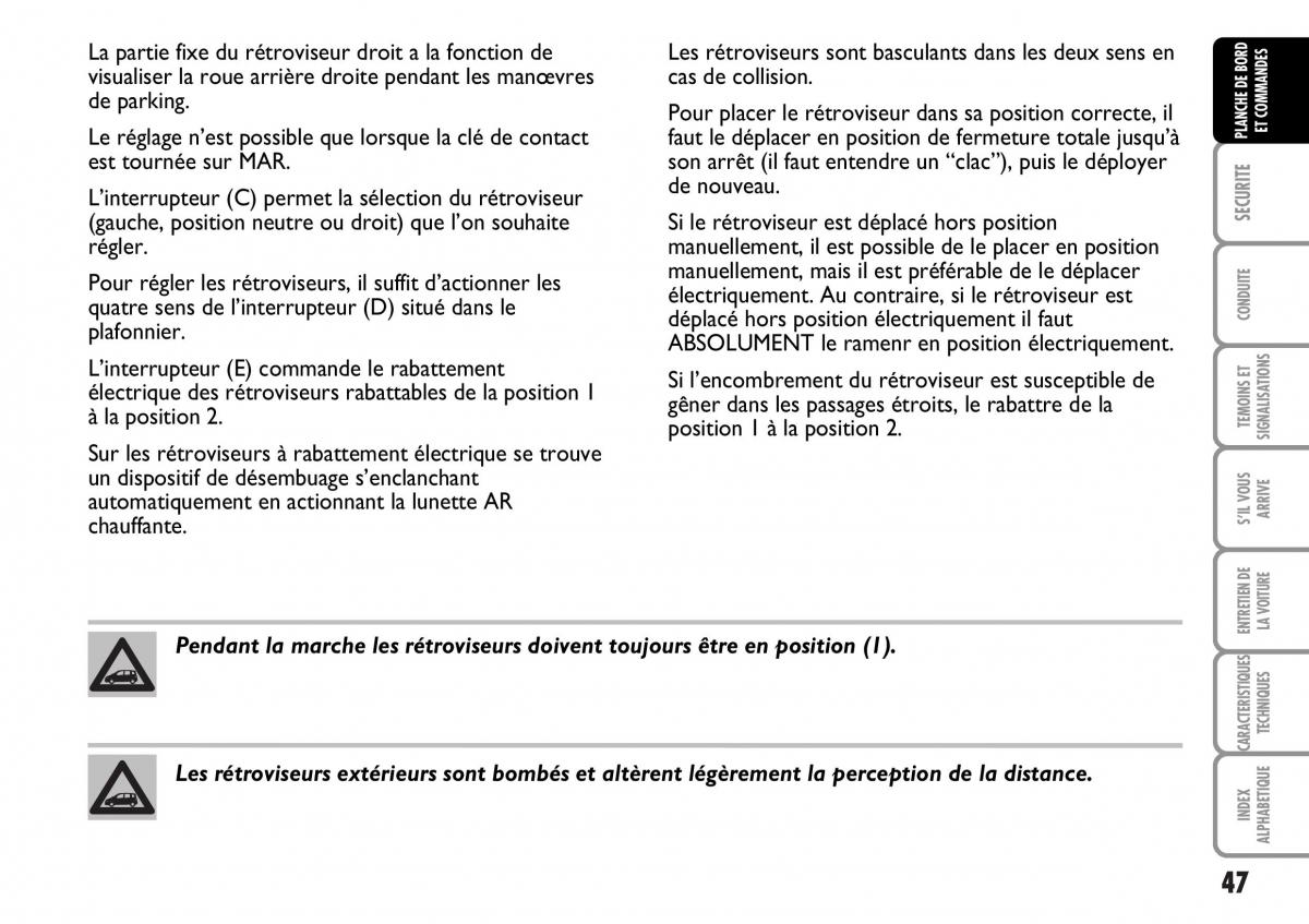 Fiat Multipla I 1 manuel du proprietaire / page 48