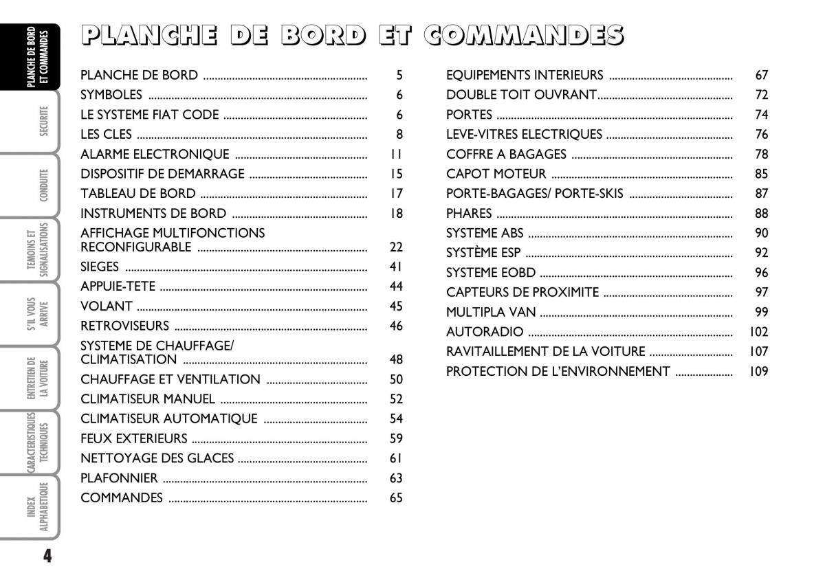 Fiat Multipla I 1 manuel du proprietaire / page 5