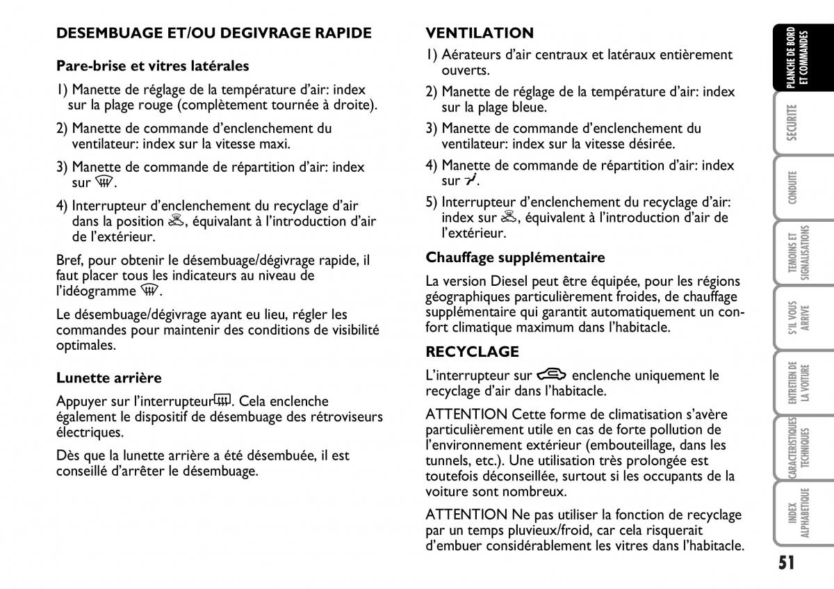 Fiat Multipla I 1 manuel du proprietaire / page 52