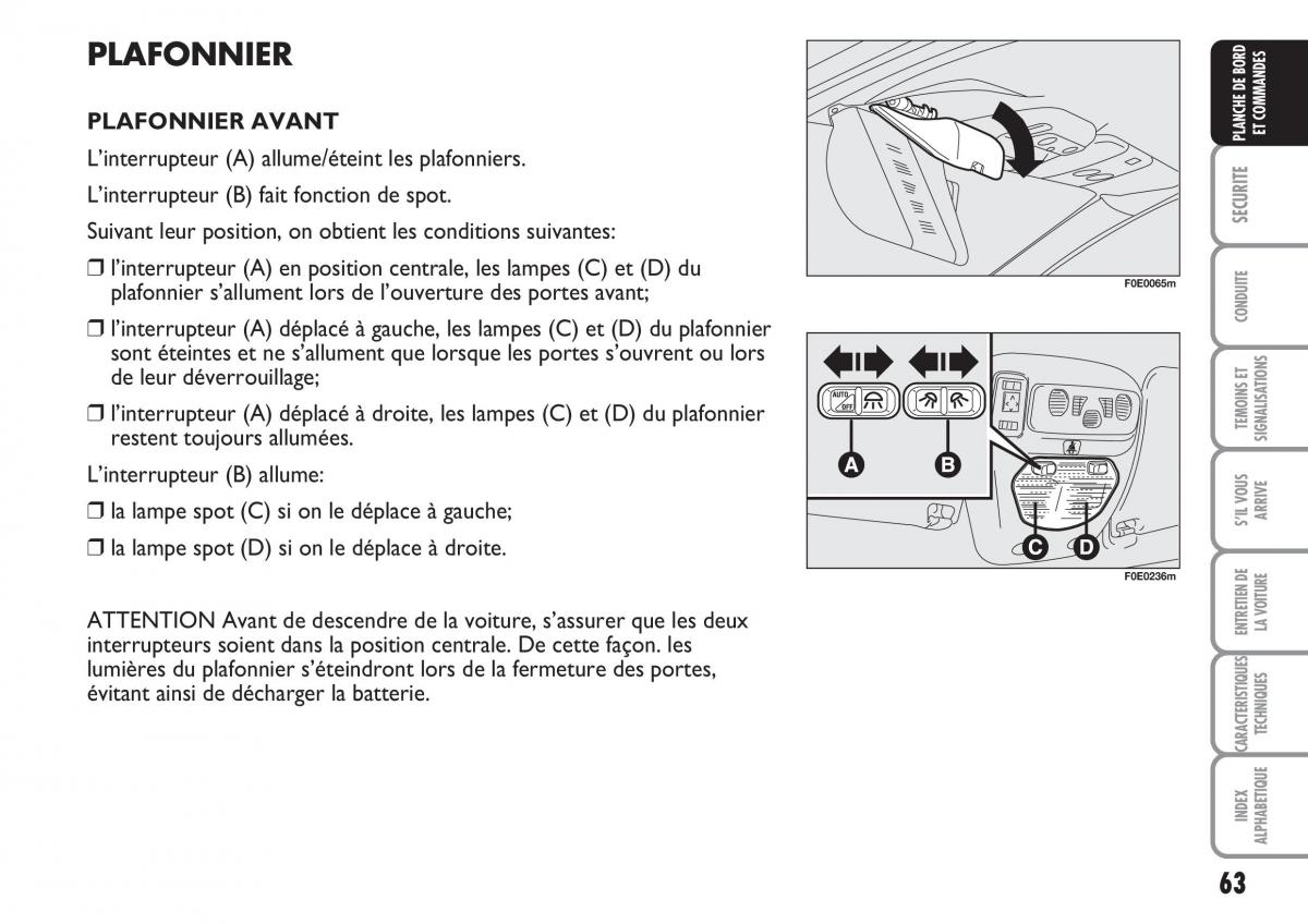 Fiat Multipla II 2 manuel du proprietaire / page 64