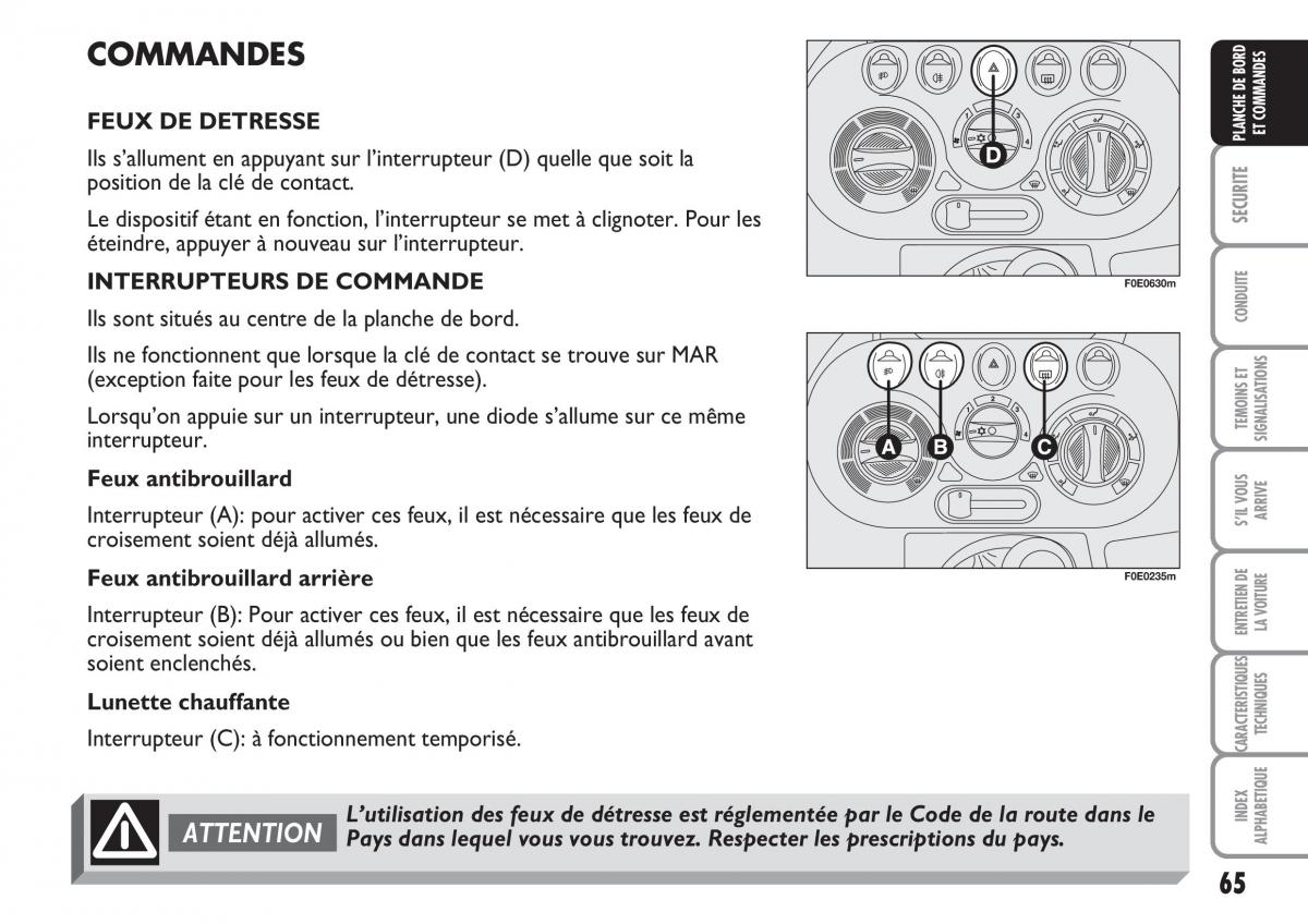 Fiat Multipla II 2 manuel du proprietaire / page 66