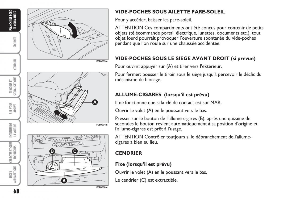 Fiat Multipla II 2 manuel du proprietaire / page 69