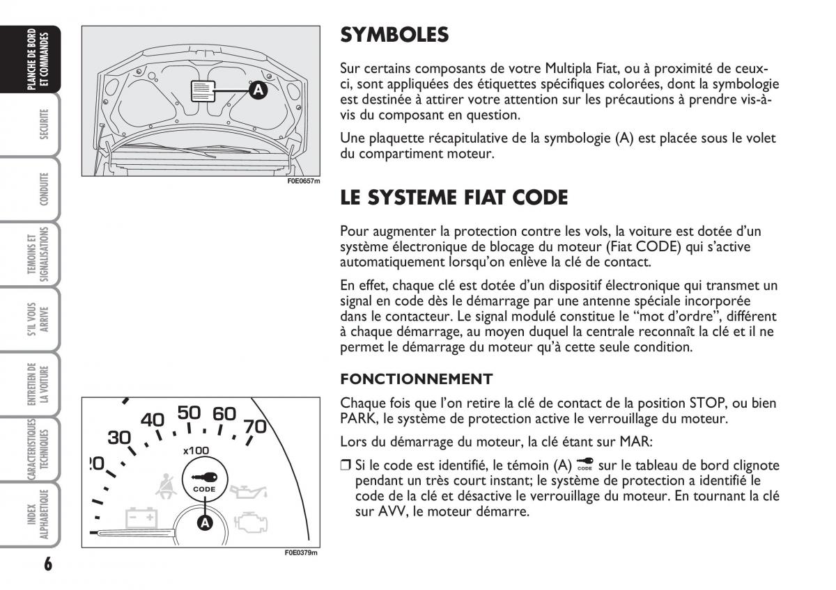 Fiat Multipla II 2 manuel du proprietaire / page 7