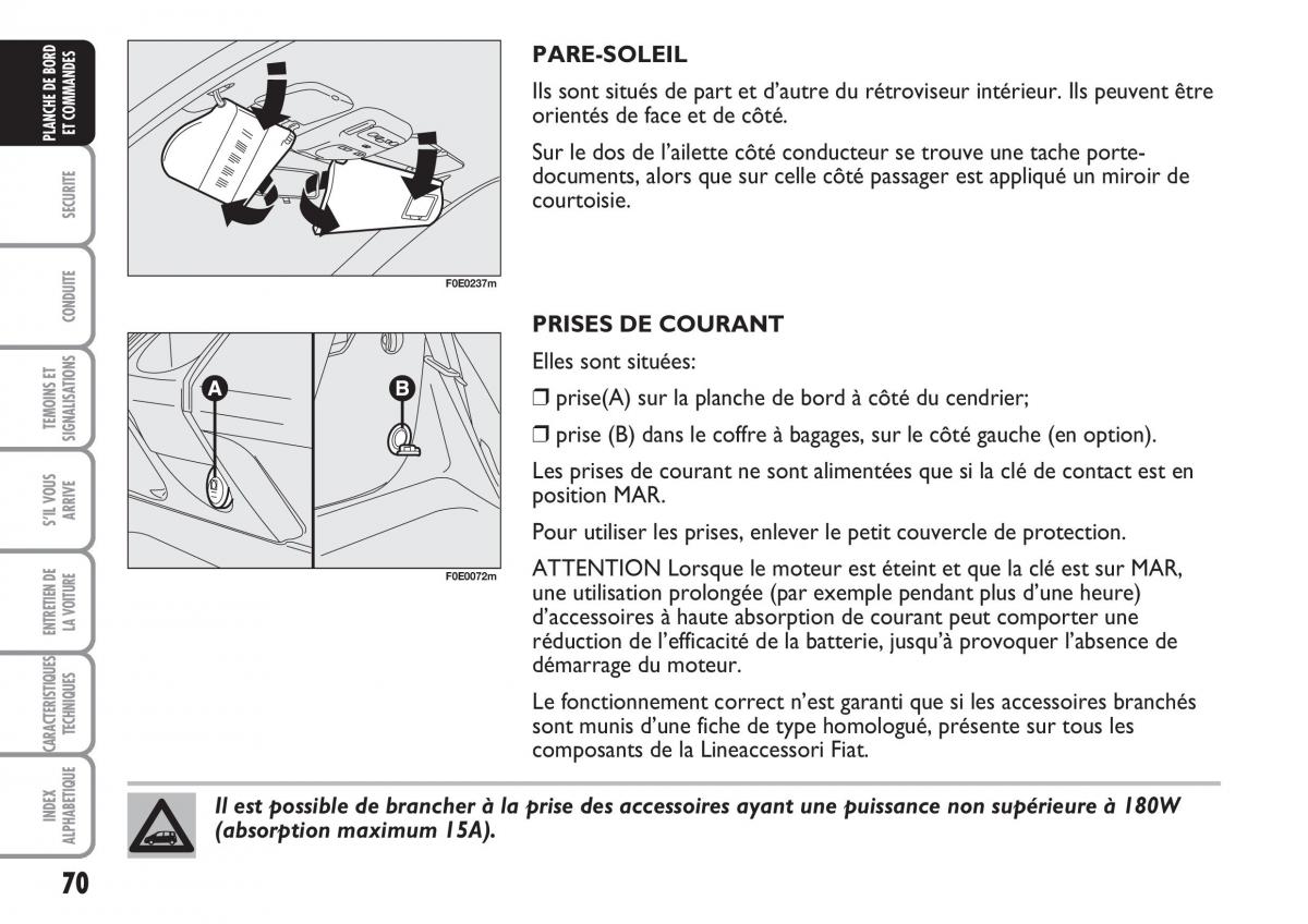 Fiat Multipla II 2 manuel du proprietaire / page 71