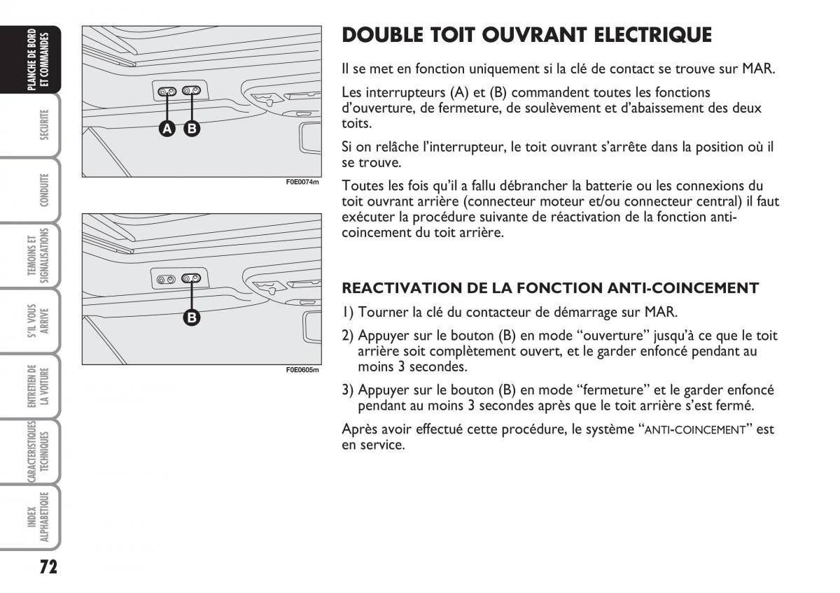 Fiat Multipla II 2 manuel du proprietaire / page 73