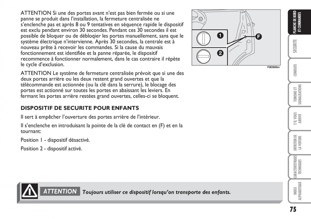 Fiat Multipla II 2 manuel du proprietaire / page 76