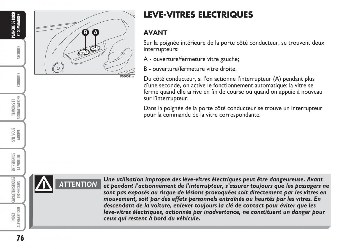 Fiat Multipla II 2 manuel du proprietaire / page 77