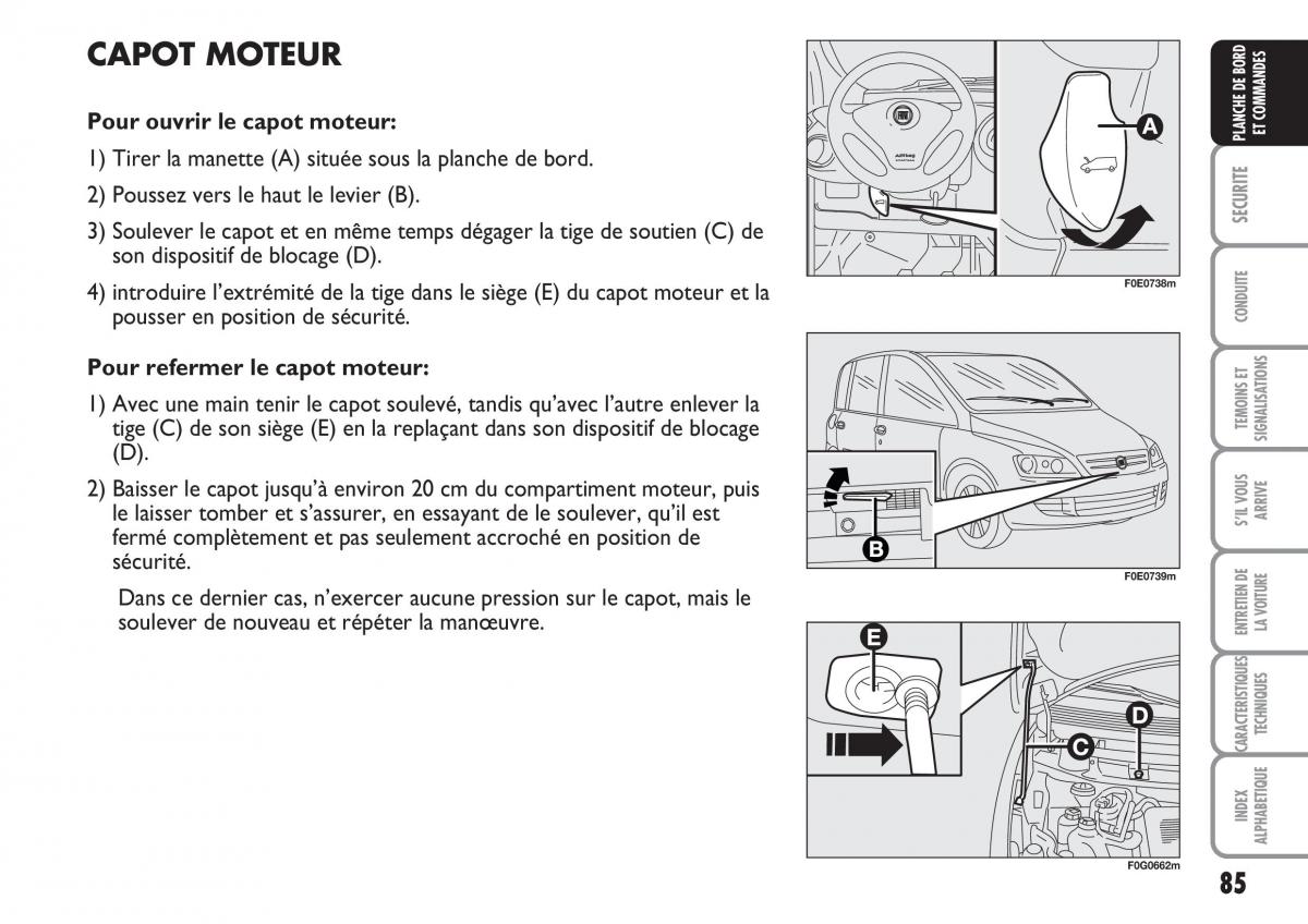 Fiat Multipla II 2 manuel du proprietaire / page 86