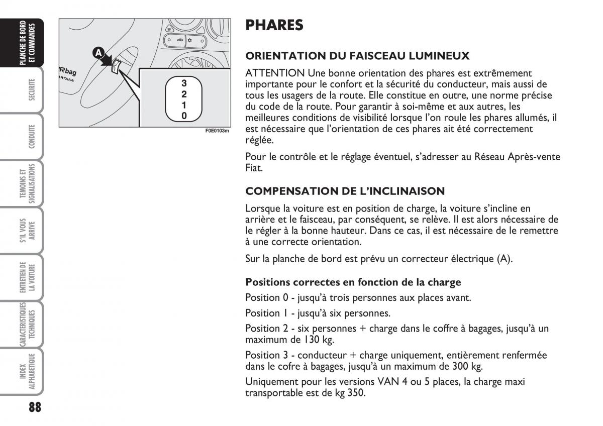 Fiat Multipla II 2 manuel du proprietaire / page 89