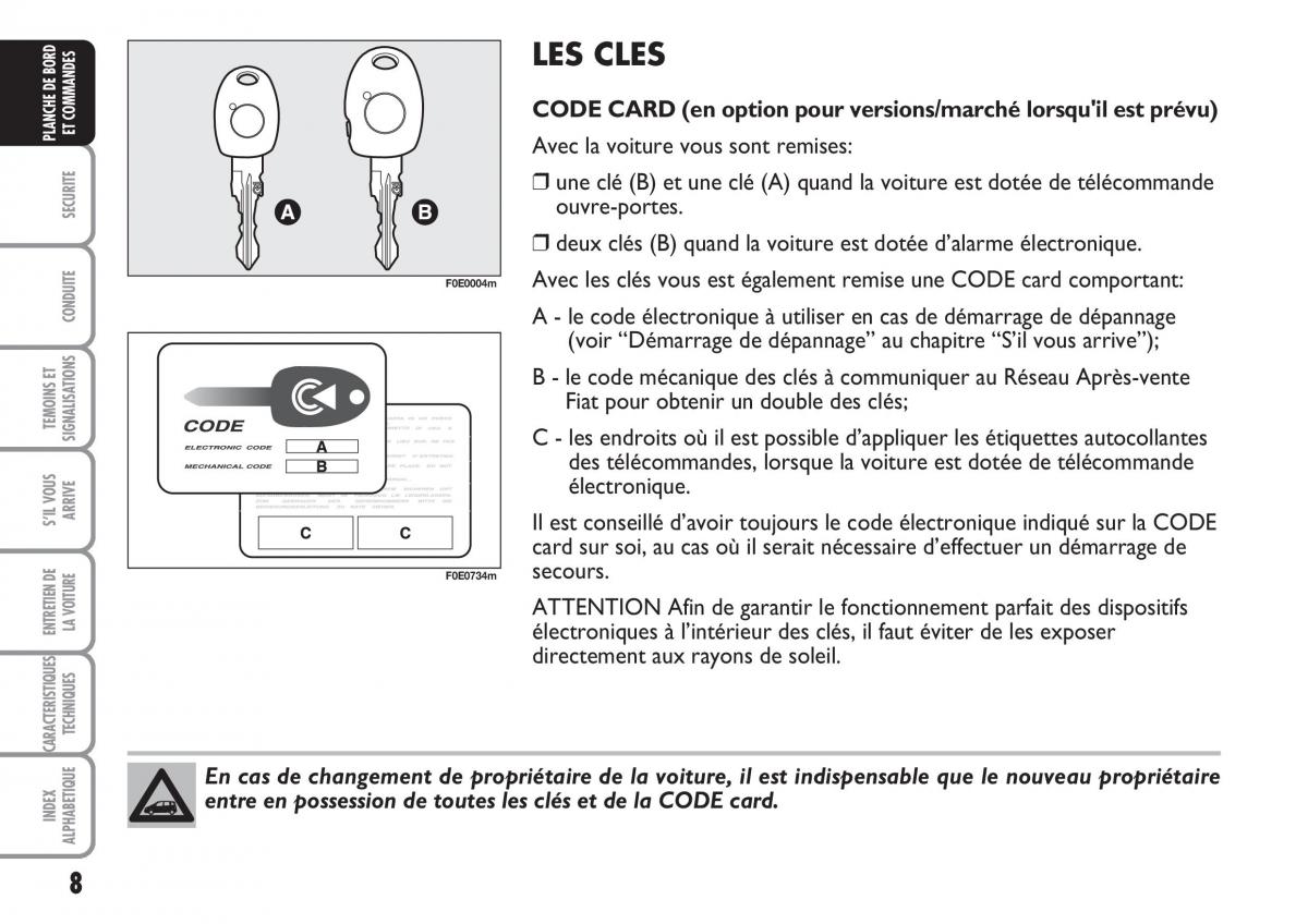 Fiat Multipla II 2 manuel du proprietaire / page 9