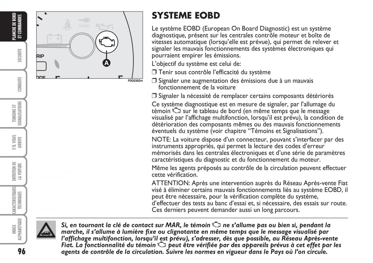 Fiat Multipla II 2 manuel du proprietaire / page 97