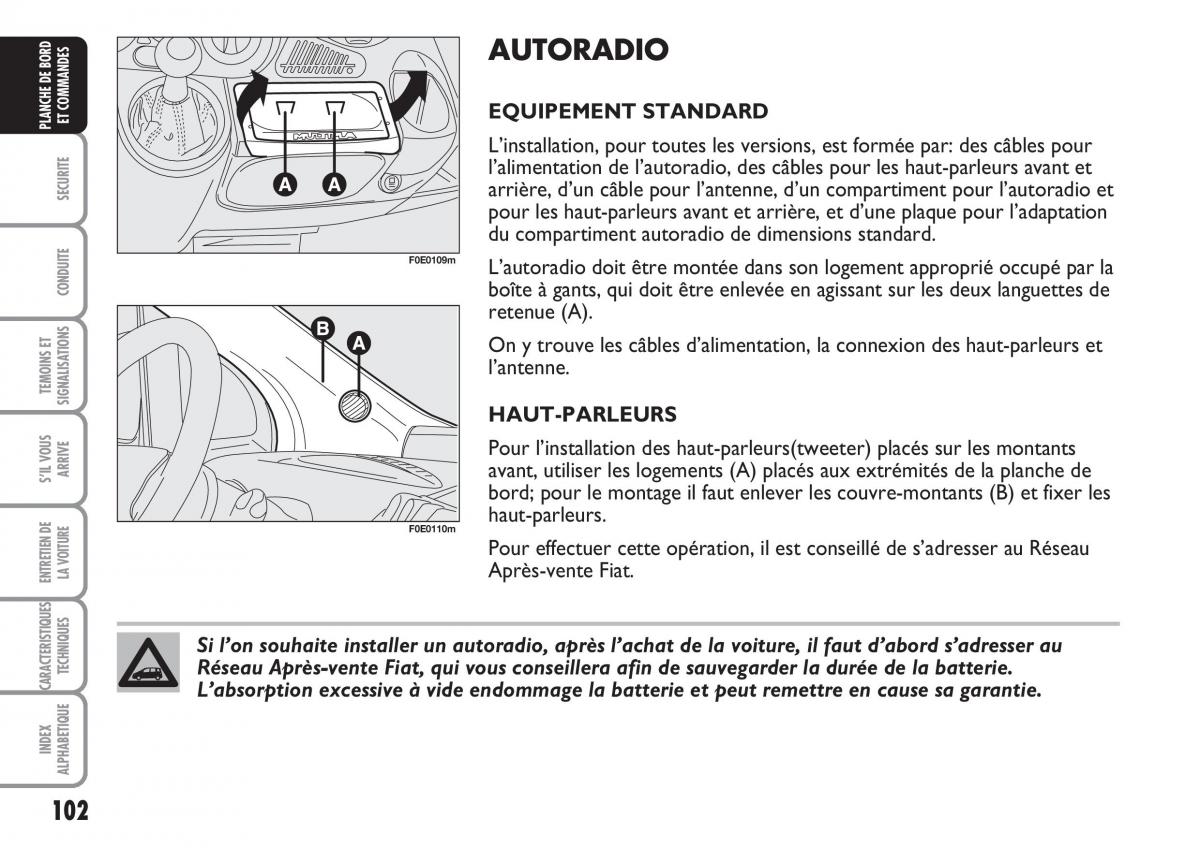 Fiat Multipla II 2 manuel du proprietaire / page 103