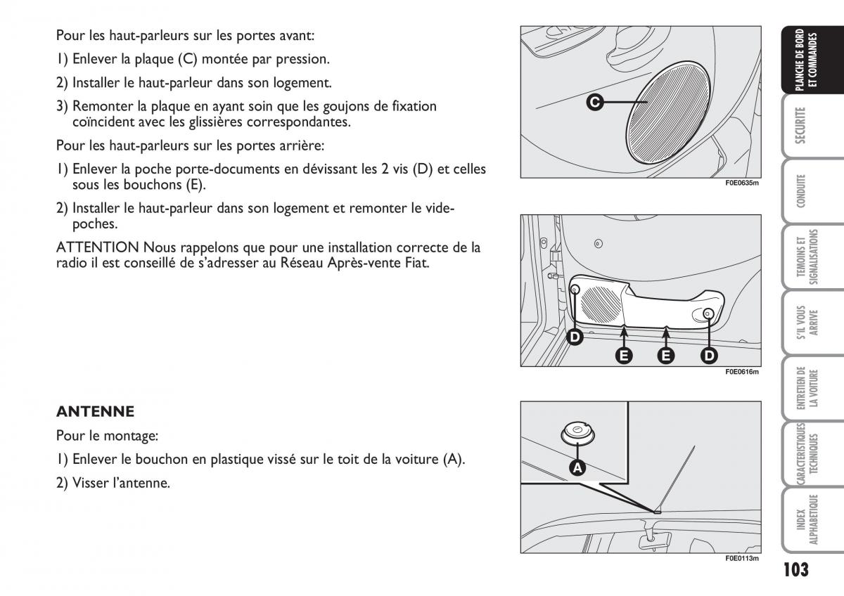 Fiat Multipla II 2 manuel du proprietaire / page 104