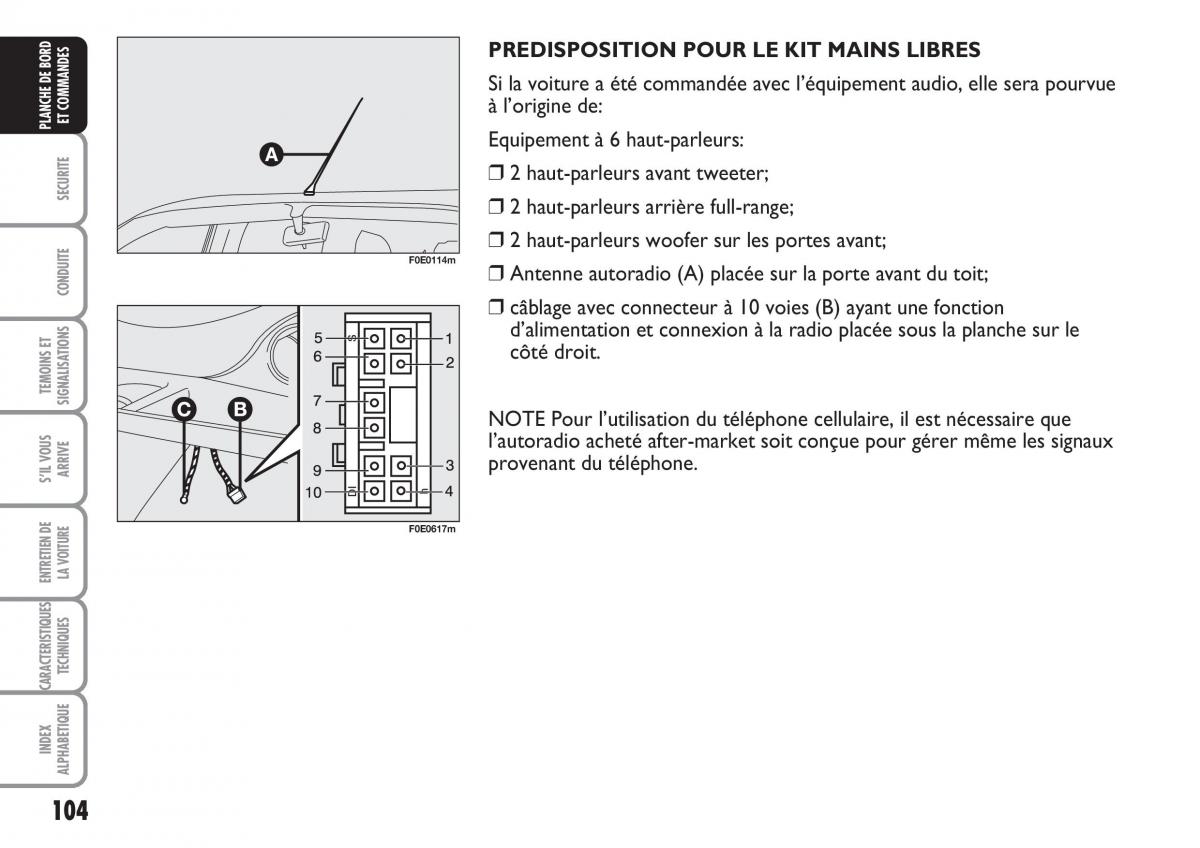 Fiat Multipla II 2 manuel du proprietaire / page 105